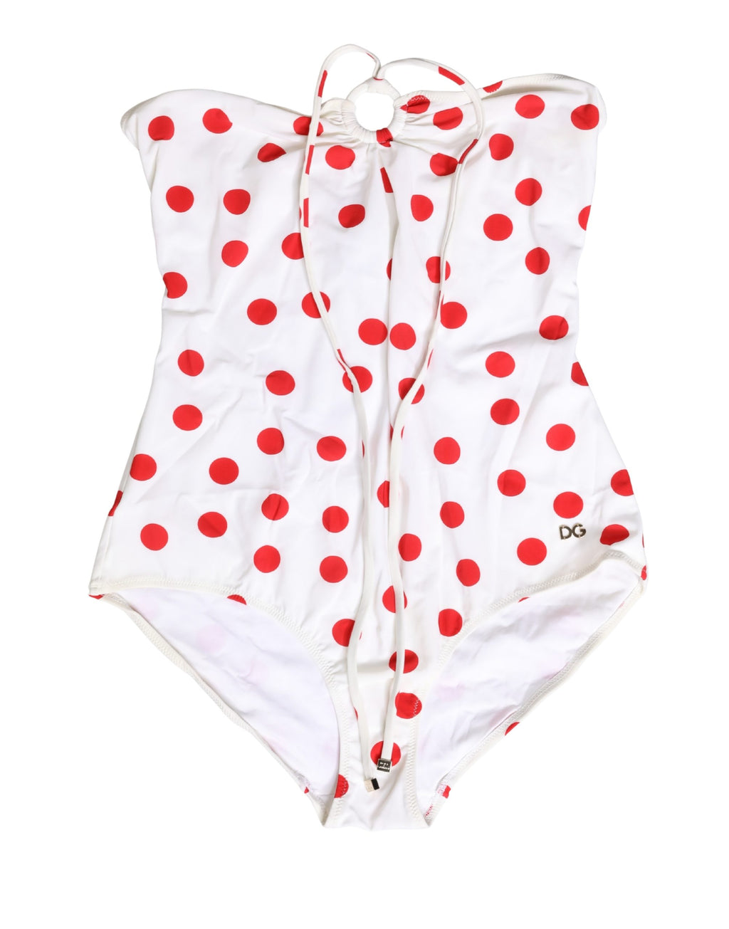 Dolce & Gabbana White Polka Dot One-Piece Swimsuit Swimwear