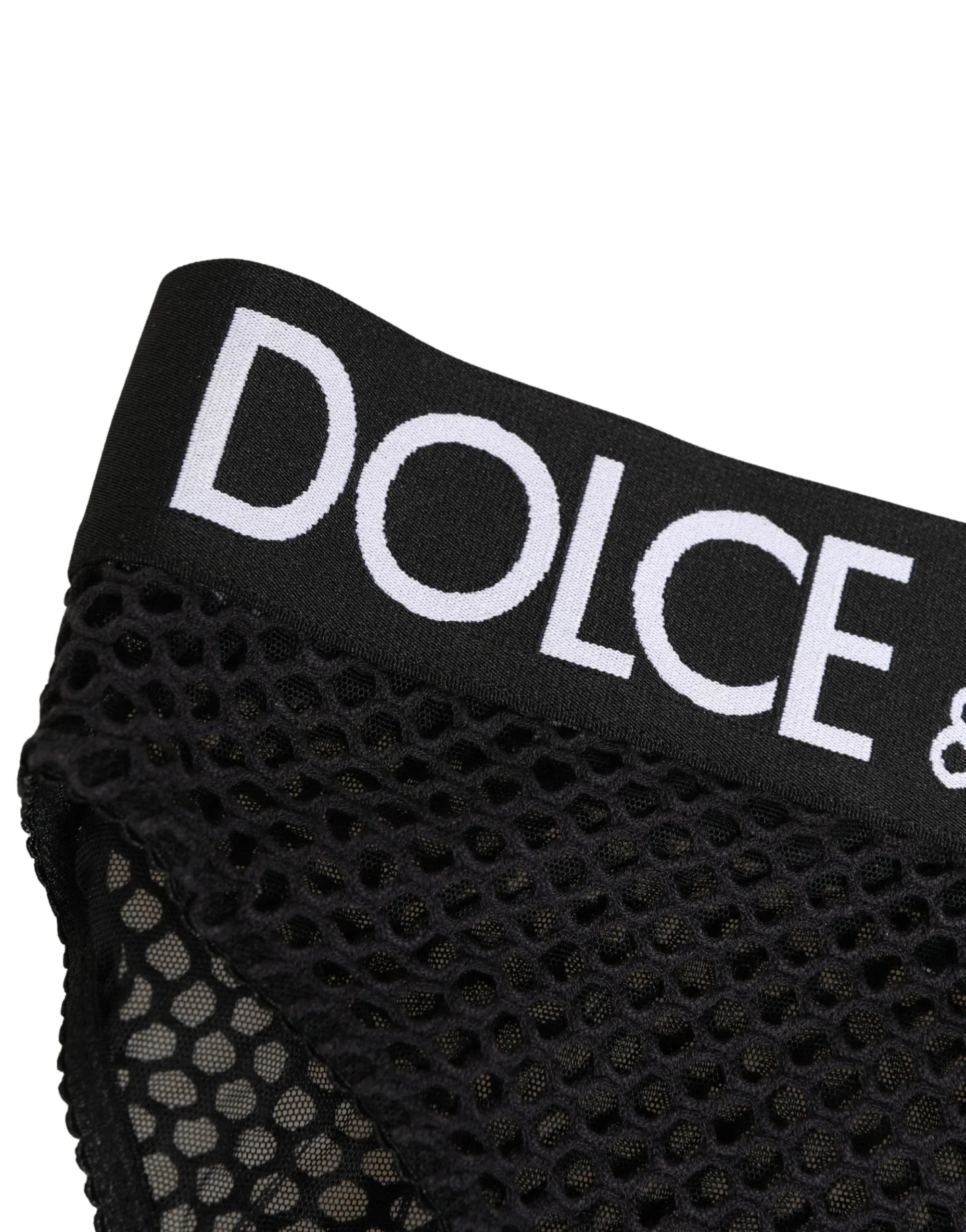 Dolce & Gabbana Black Cotton Mesh High Brief Panty Underwear