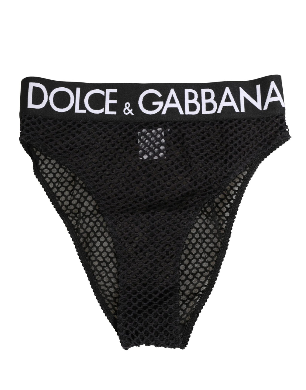 Dolce & Gabbana Black Cotton Mesh High Brief Panty Underwear