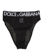 Dolce & Gabbana Black Cotton Mesh High Brief Panty Underwear