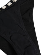 Dolce & Gabbana Black Crystal Embellished Bikini Bottom Swimwear