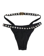 Dolce & Gabbana Black Crystal Embellished Bikini Bottom Swimwear