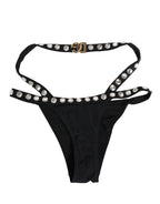 Dolce & Gabbana Black Crystal Embellished Bikini Bottom Swimwear