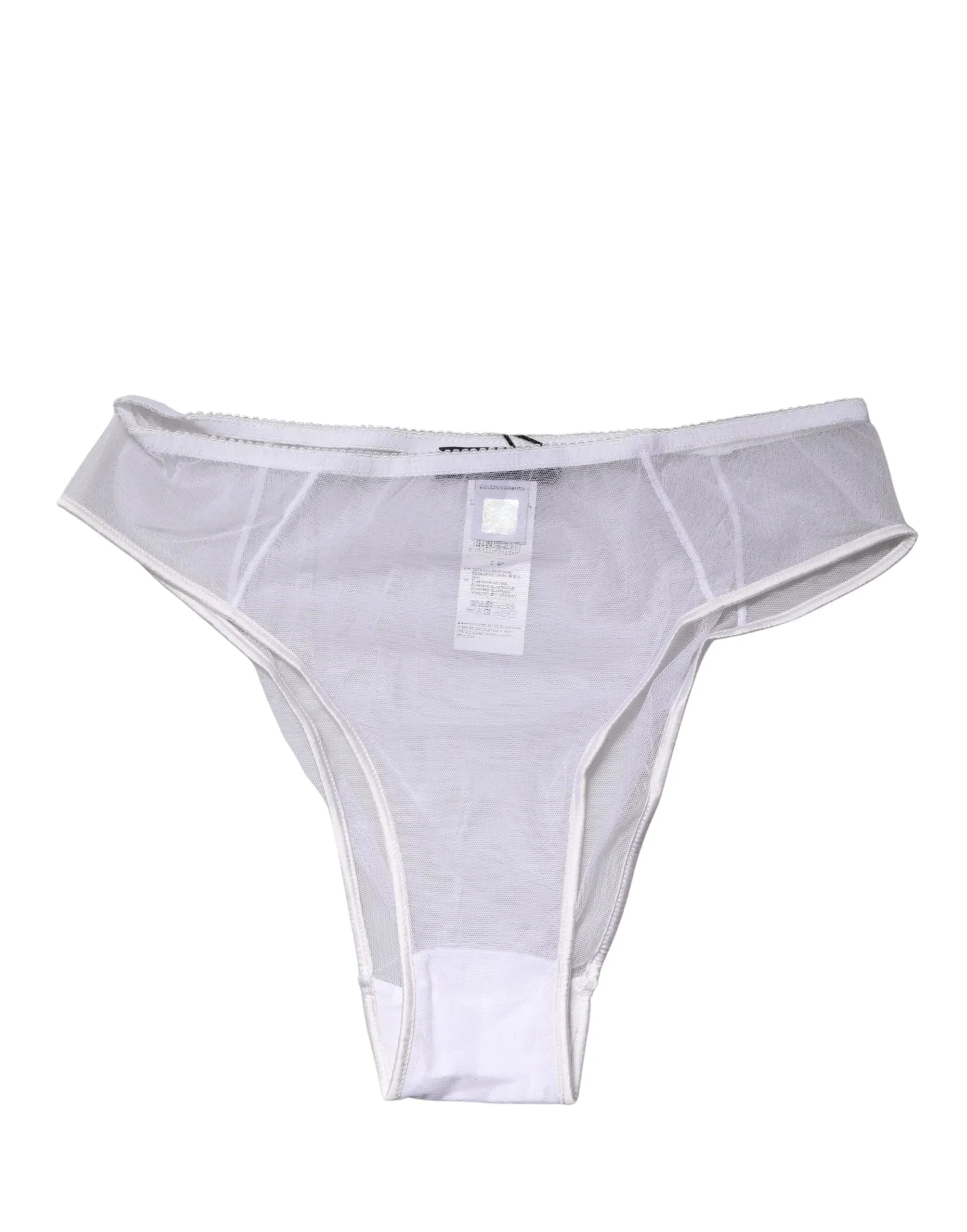 Dolce & Gabbana White Sheer Silk Stretch High Brief Underwear