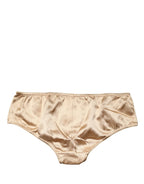 Dolce & Gabbana Beige Silk Stretch Mid Waist Brief Panty Underwear