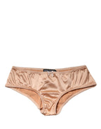 Dolce & Gabbana Beige Silk Stretch Mid Waist Brief Panty Underwear
