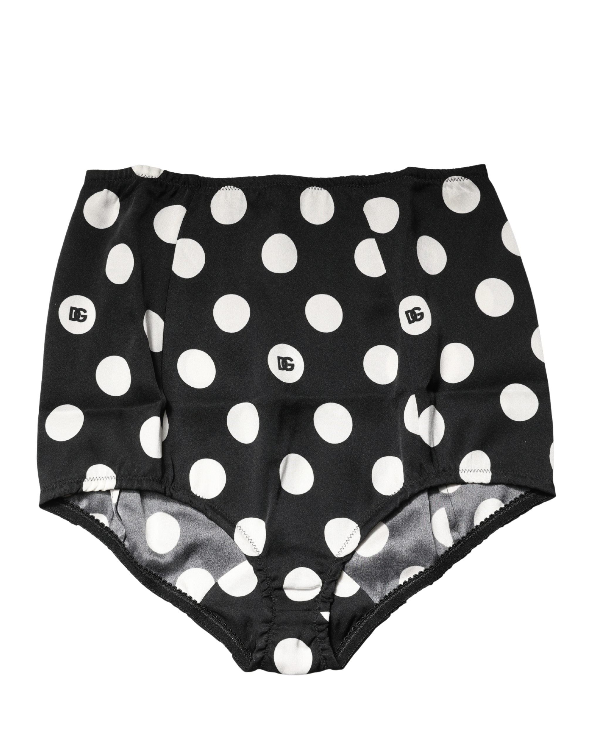Dolce & Gabbana Black Polka Dot High Waist Girdle Panty Underwear