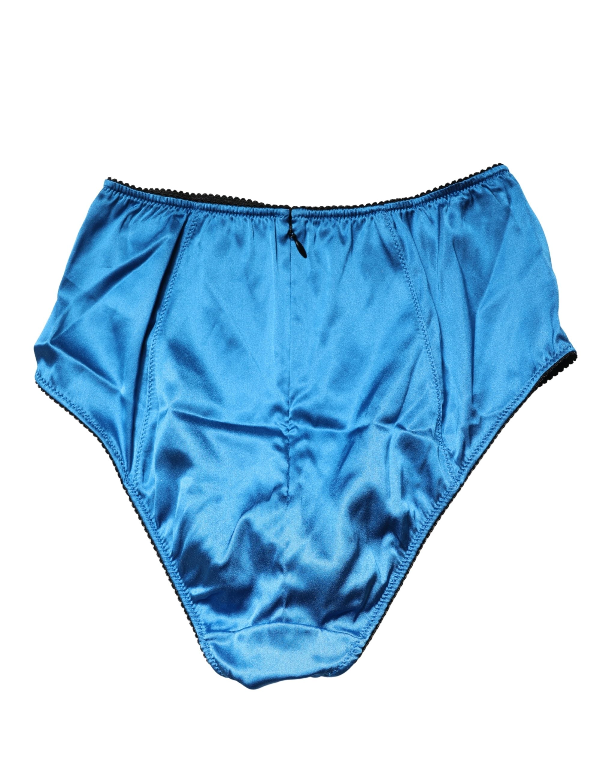 Dolce & Gabbana Blue Silk Blend High Waist Girdle Panty Underwear