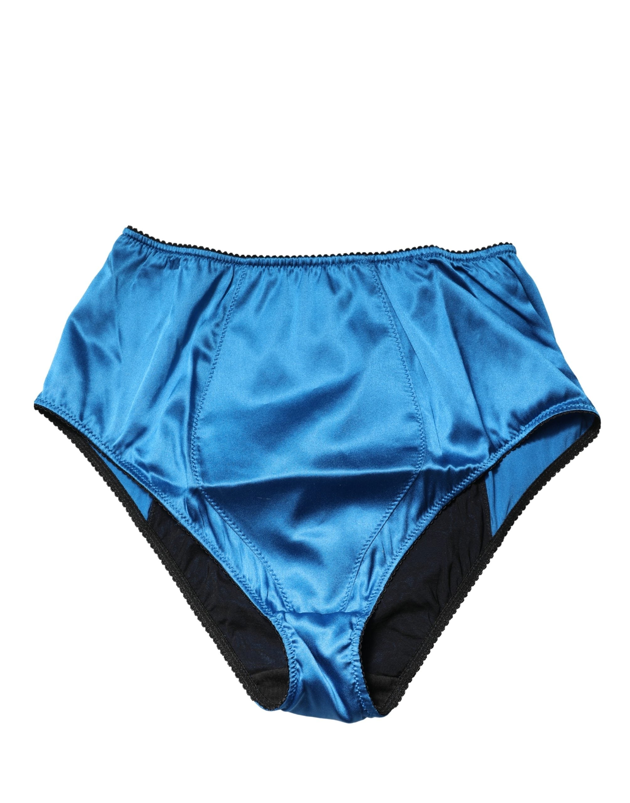 Dolce & Gabbana Blue Silk Blend High Waist Girdle Panty Underwear