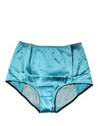 Dolce & Gabbana Blue Silk Blend High Waist Girdle Panty Underwear