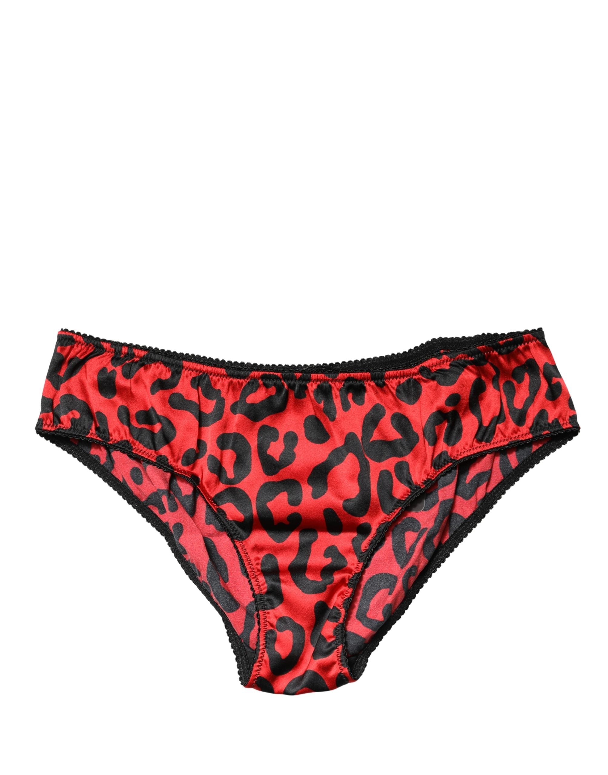 Dolce & Gabbana Black Red Leopard Mid Waist Brief Panty Underwear