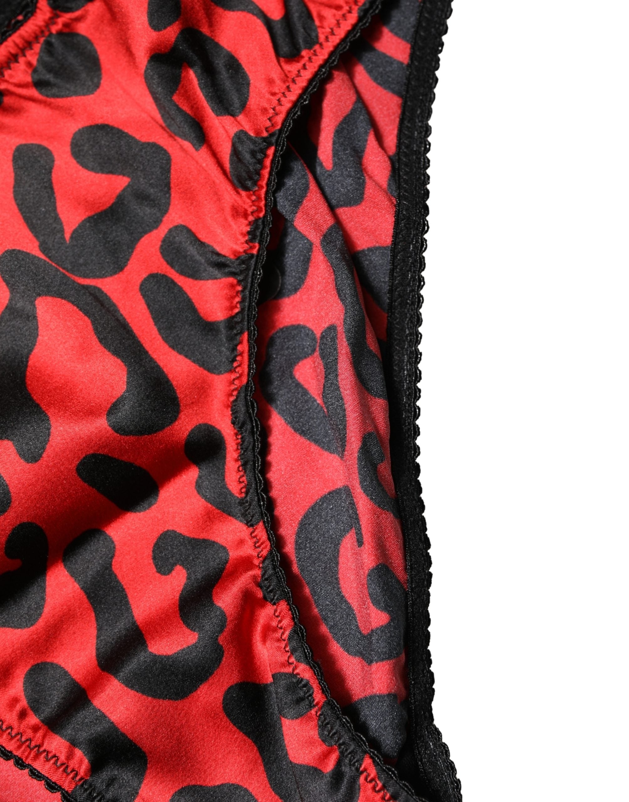 Dolce & Gabbana Black Red Leopard Mid Waist Brief Panty Underwear