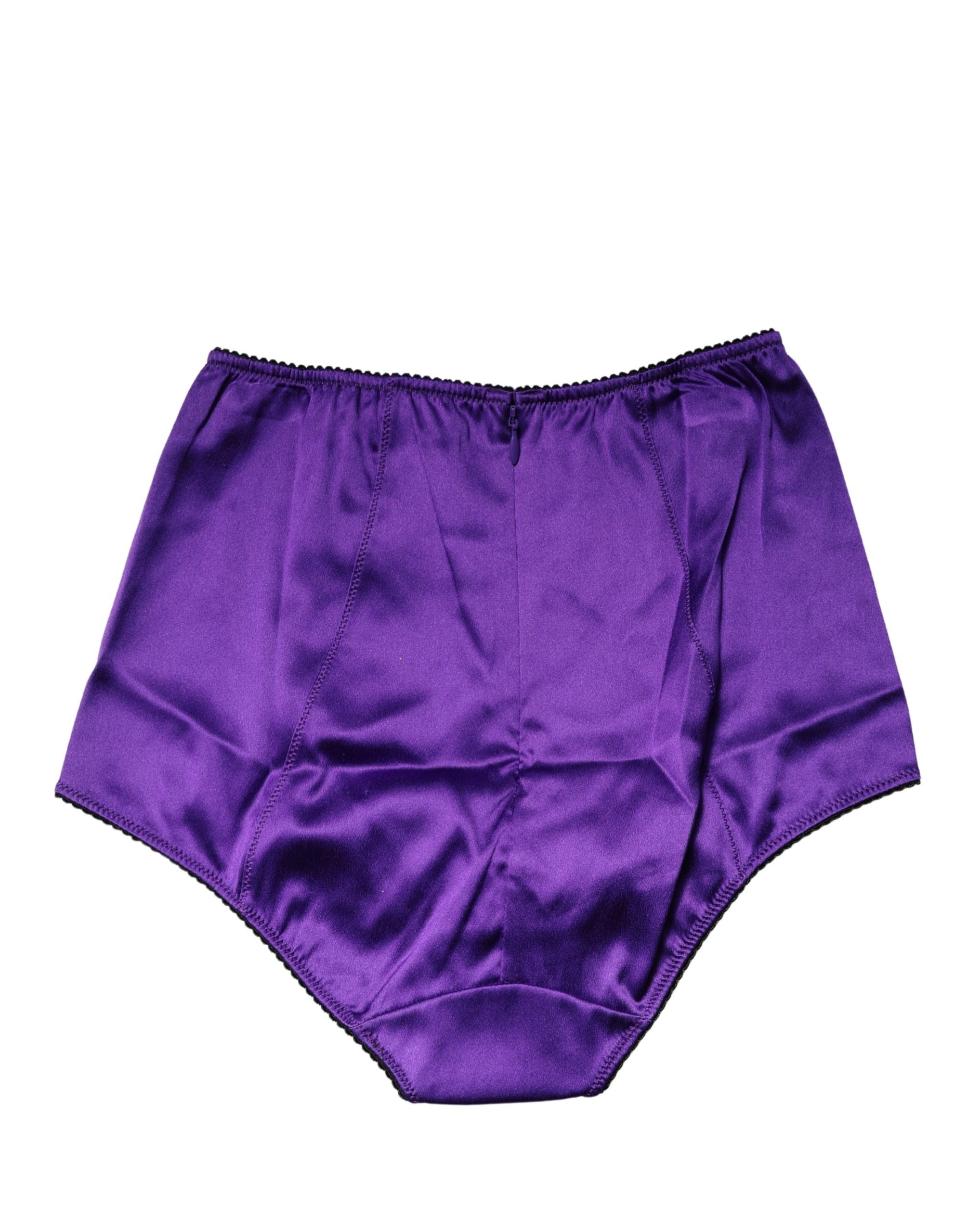 Dolce & Gabbana Purple Silk Blend High Waist Girdle Panty Underwear