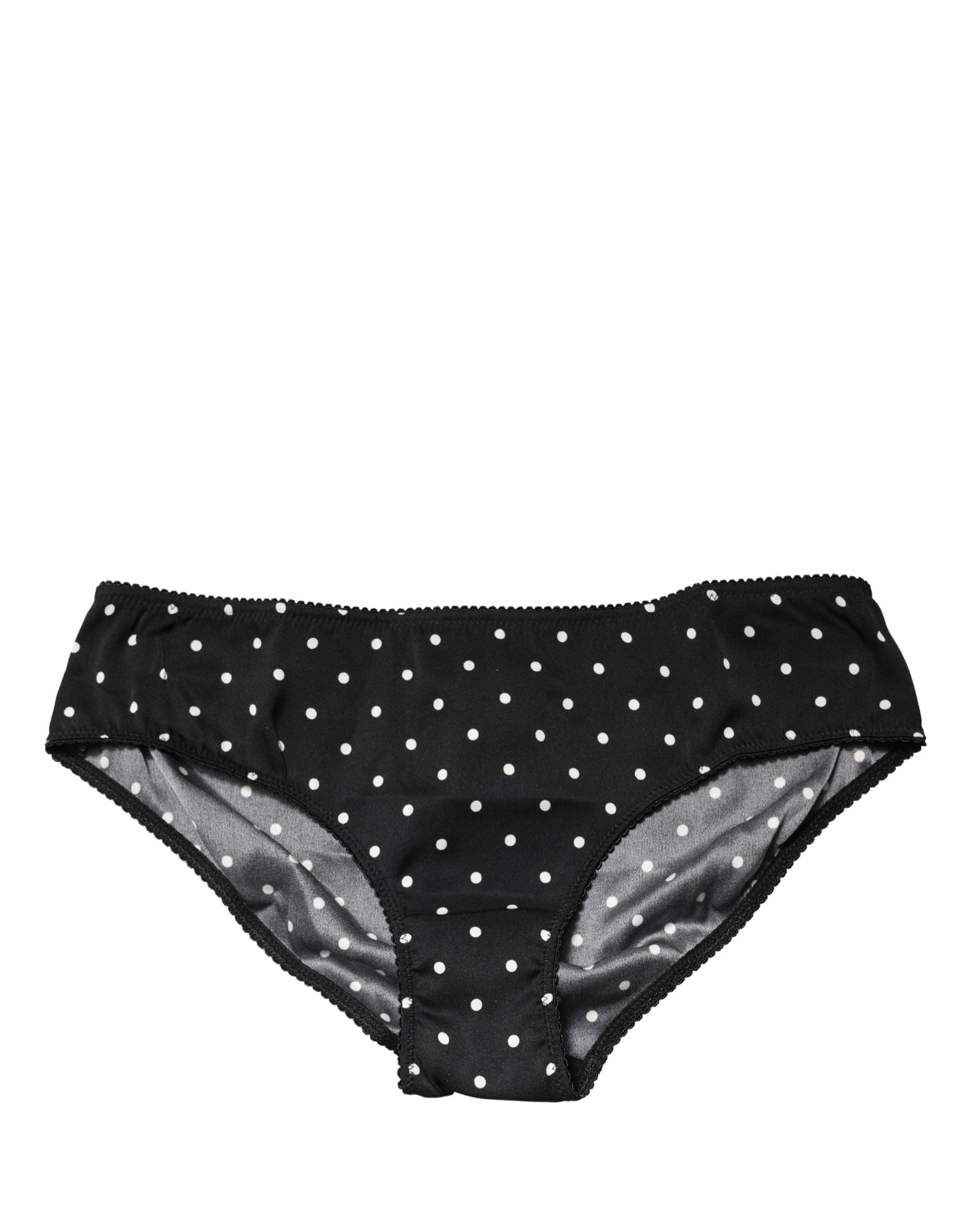 Dolce & Gabbana Black Polka Dots Mid Waist Brief Panty Underwear