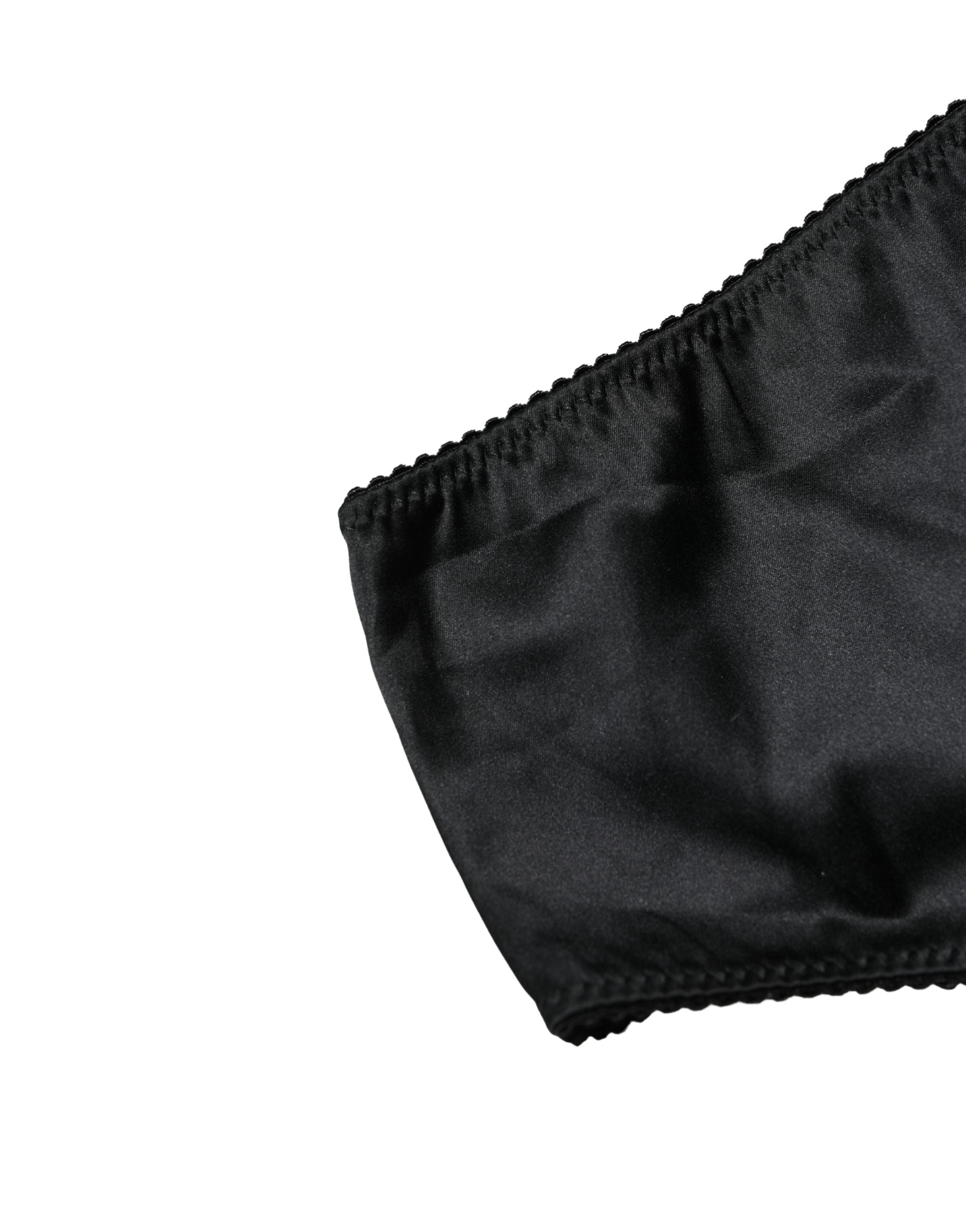 Dolce & Gabbana Black Silk Stretch Mid Waist Brief Panty Underwear