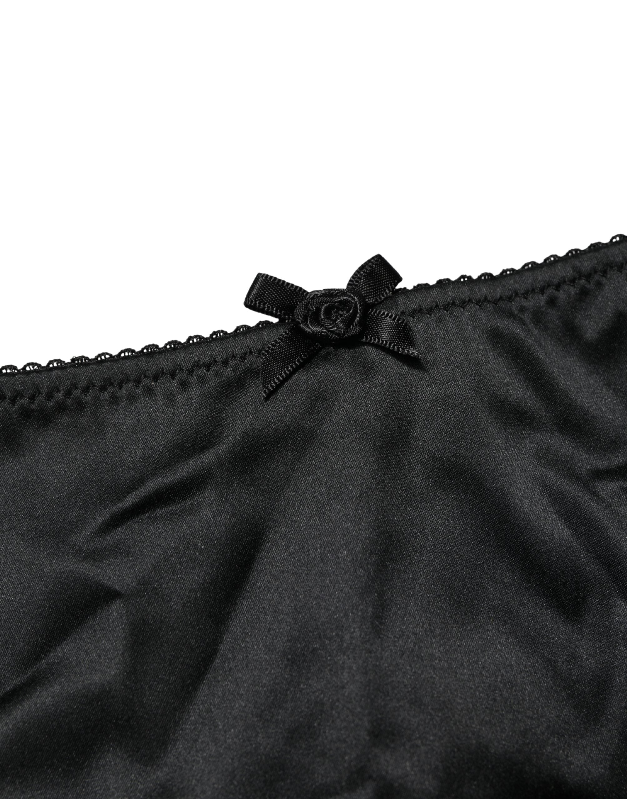 Dolce & Gabbana Black Silk Stretch Mid Waist Brief Panty Underwear