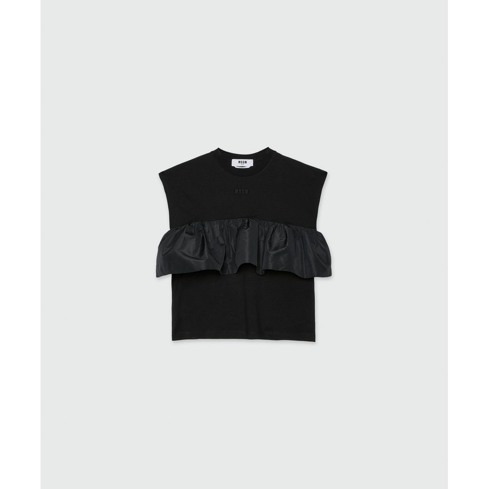 MSGM Black Cotton T-Shirt