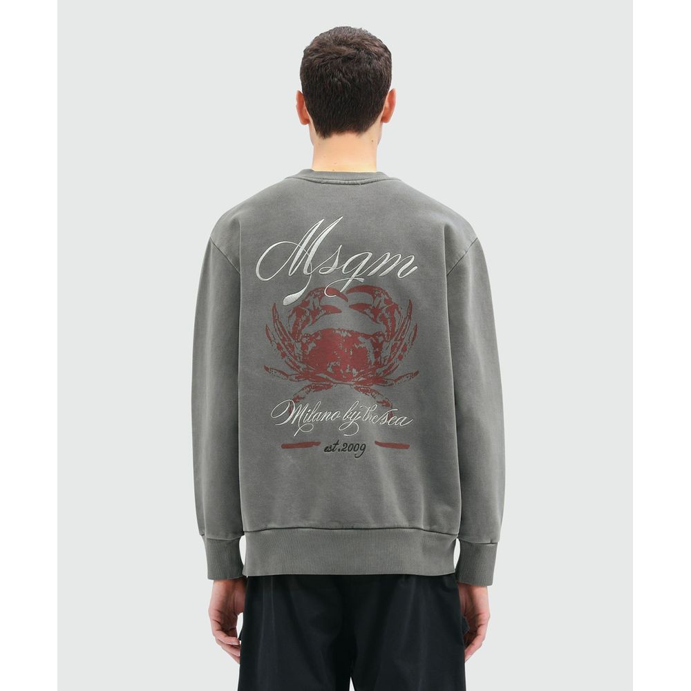 MSGM Gray Cotton Sweatshirt