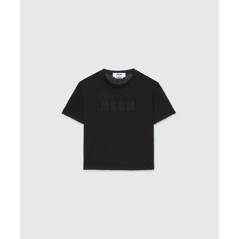 MSGM Black Cotton T-Shirt