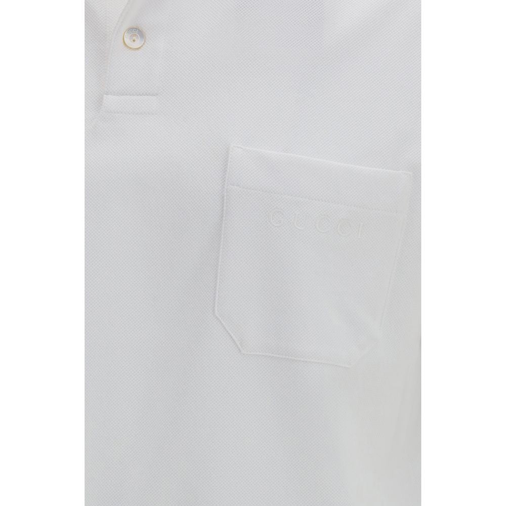 Gucci White Cotton Polo Shirt