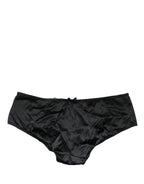 Dolce & Gabbana Black Silk Stretch Mid Waist Brief Panty Underwear