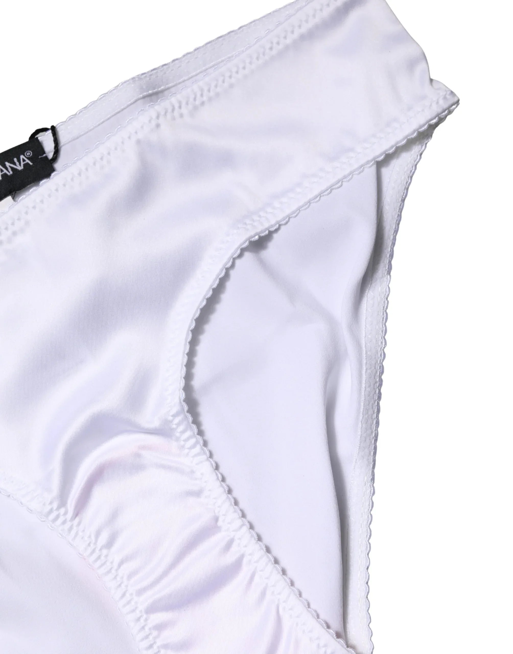 Dolce & Gabbana White Silk Stretch Mid Waist Brief Panty Underwear