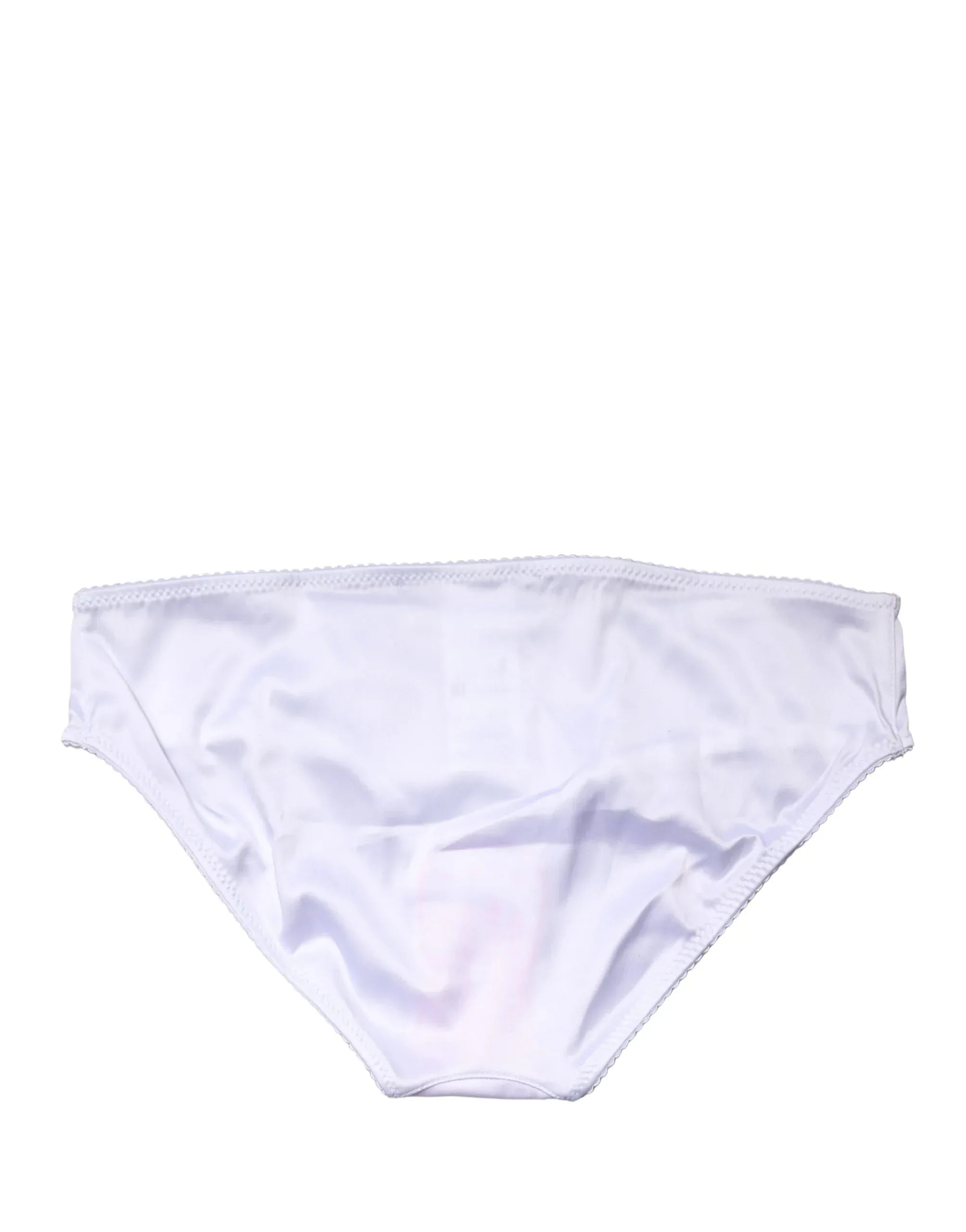 Dolce & Gabbana White Silk Stretch Mid Waist Brief Panty Underwear