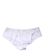 Dolce & Gabbana White Silk Stretch Mid Waist Brief Panty Underwear