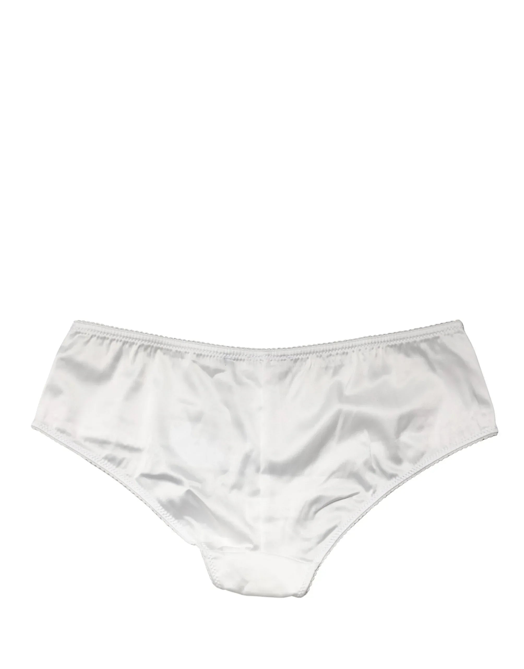 Dolce & Gabbana White Silk Stretch Mid Waist Brief Panty Underwear