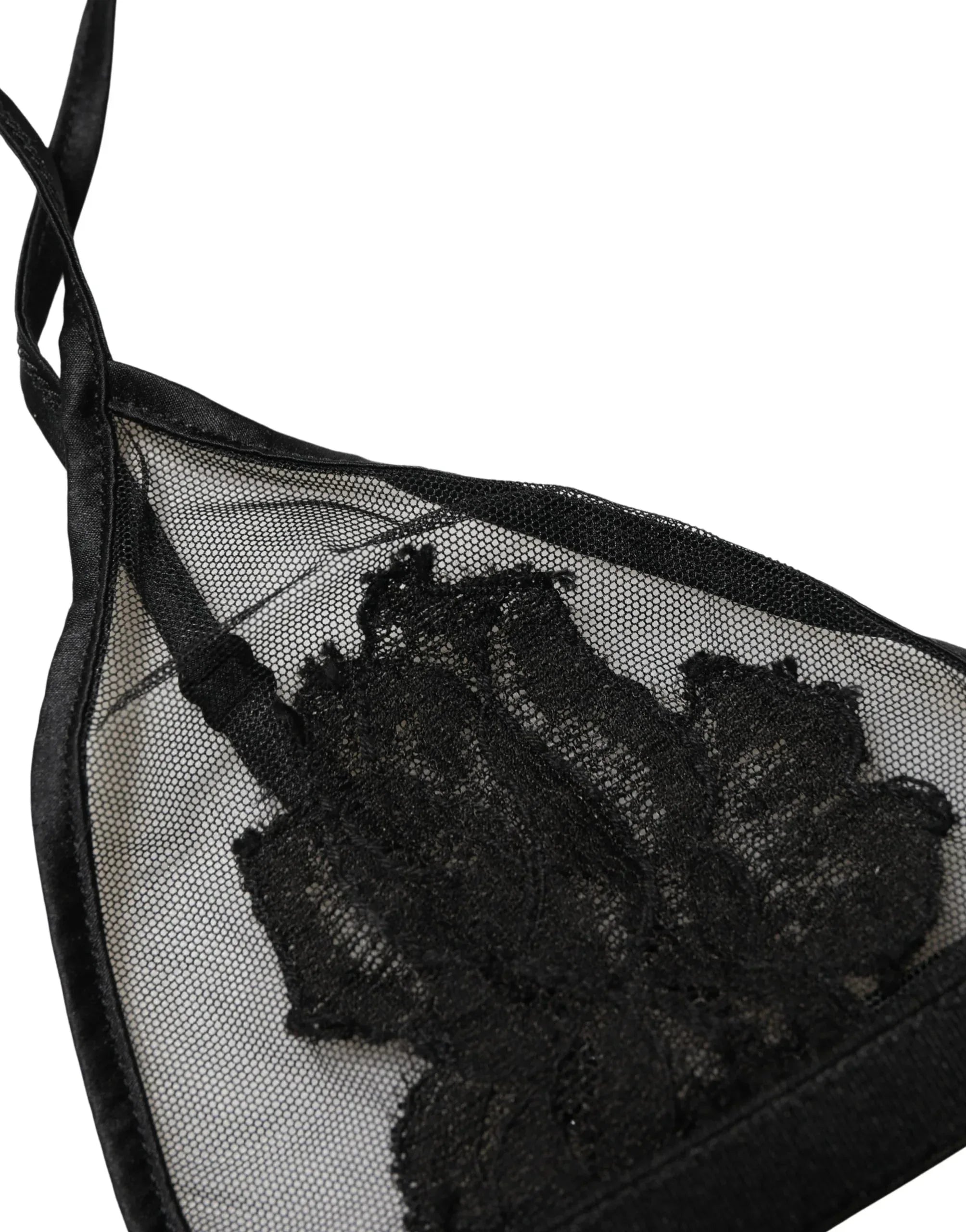 Dolce & Gabbana Black Floral Soft Cup Triangle Bra Underwear