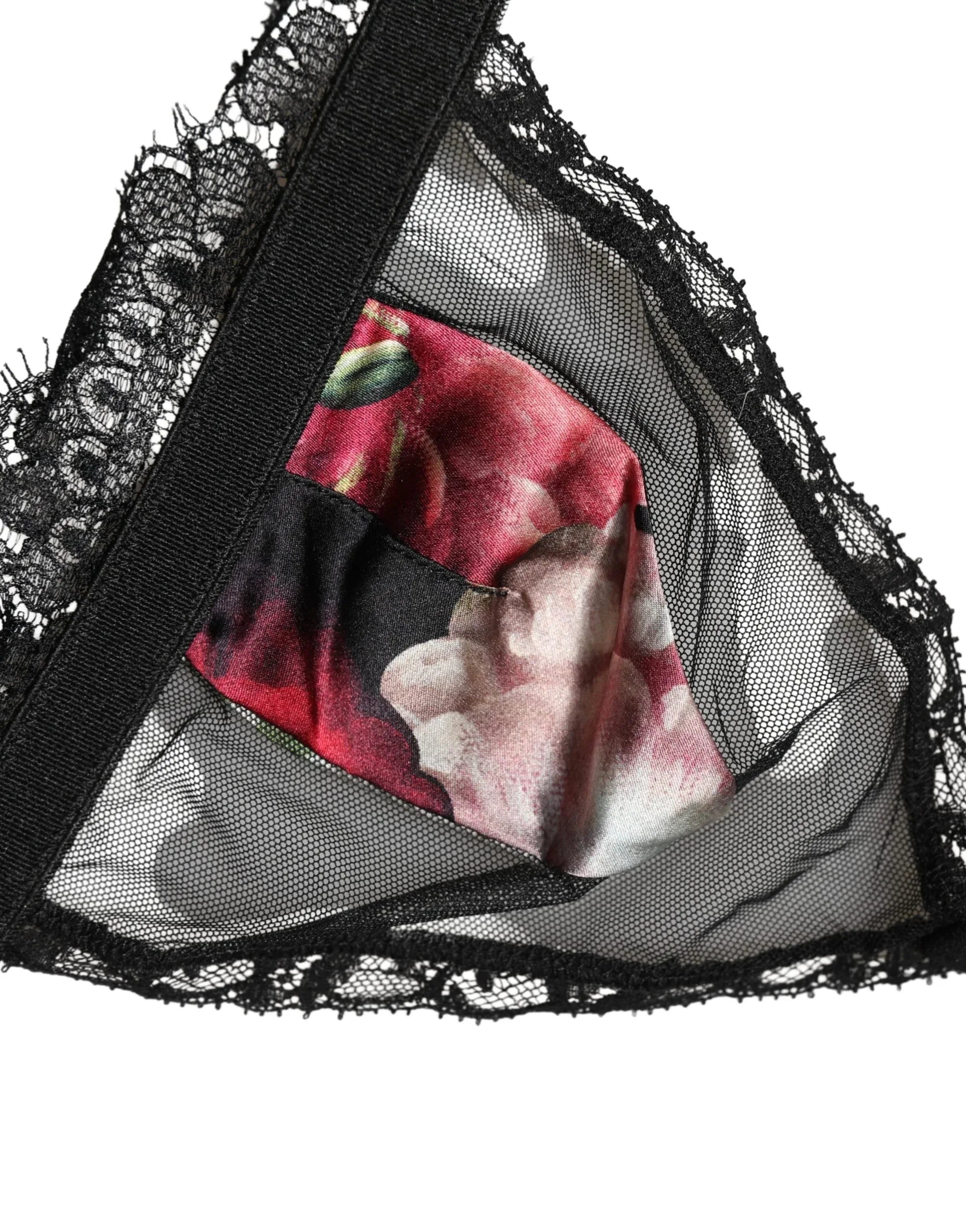 Dolce & Gabbana Black Floral Soft Cup Triangle Bra Underwear