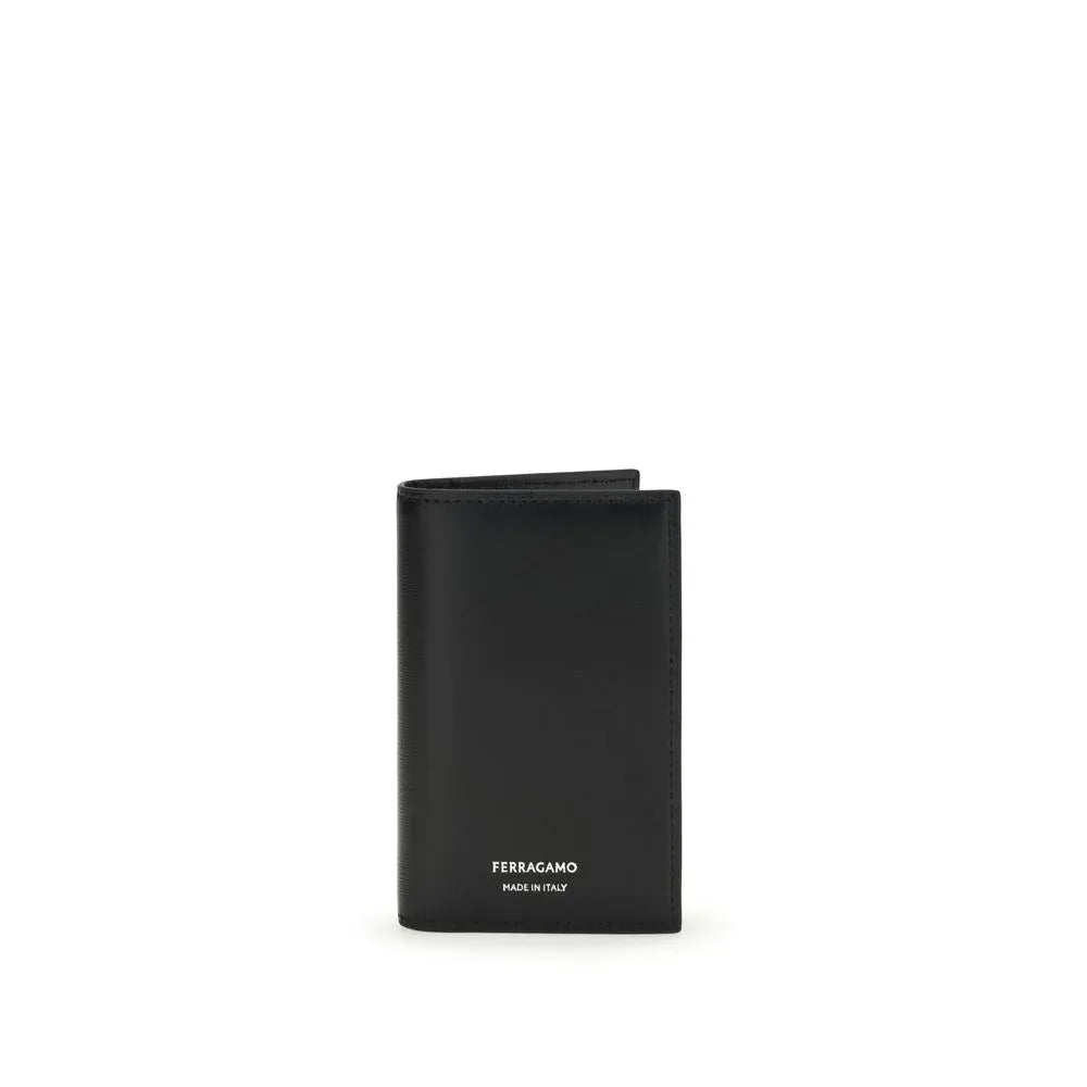 Ferragamo Black Calf Leather Bos Taurus Wallet