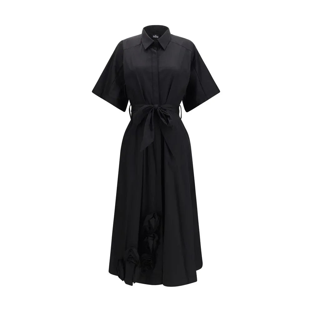 Ella Black Cotton Casual Dress