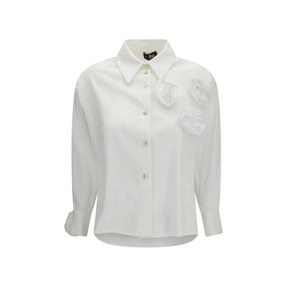 Ella White Cotton Pattern Shirt