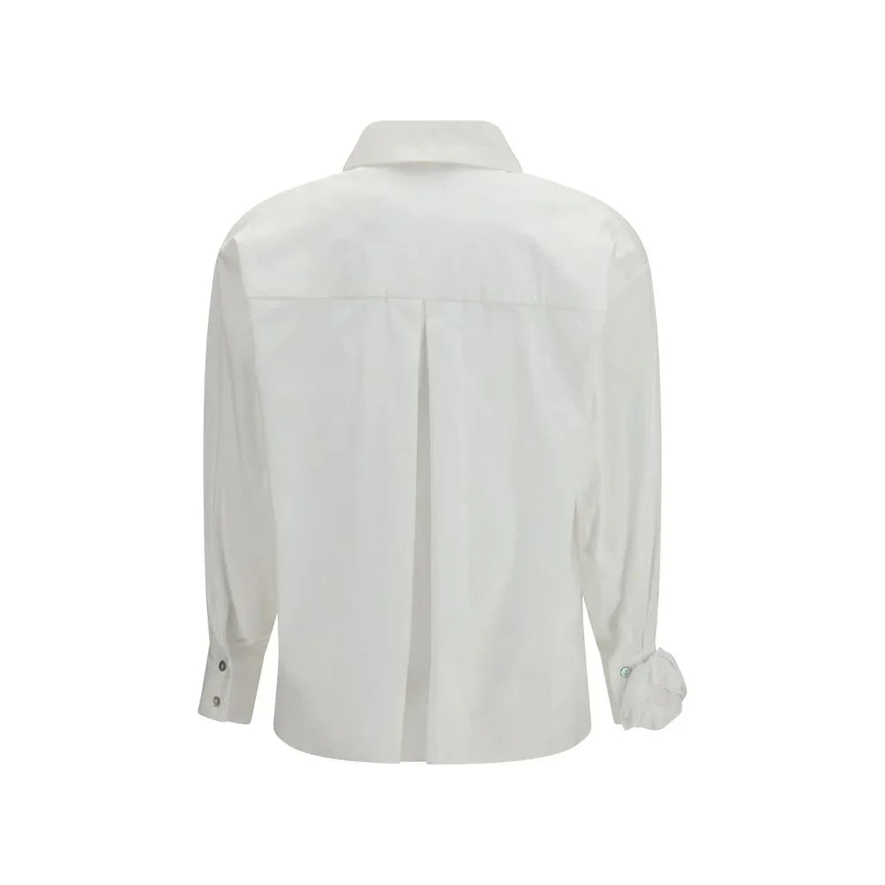 Ella White Cotton Pattern Shirt