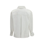 Ella White Cotton Pattern Shirt