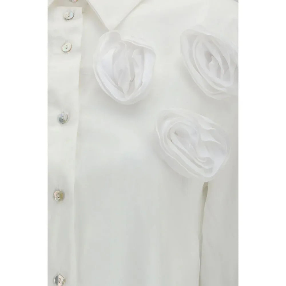 Ella White Cotton Pattern Shirt