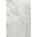 Ella White Cotton Pattern Shirt