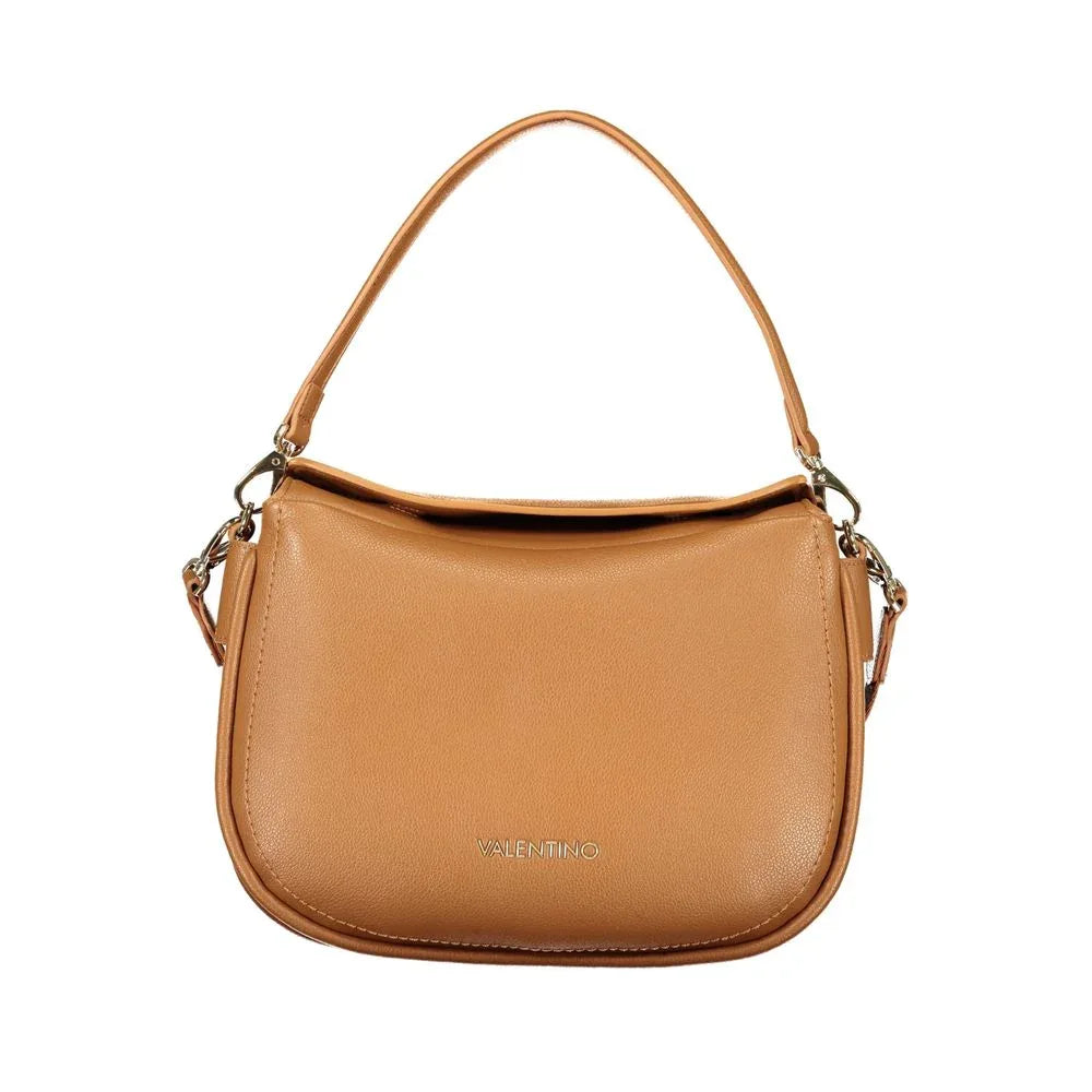 Mario Valentino Brown Polyurethane Women's Bag with Removable Shoulder Strap
