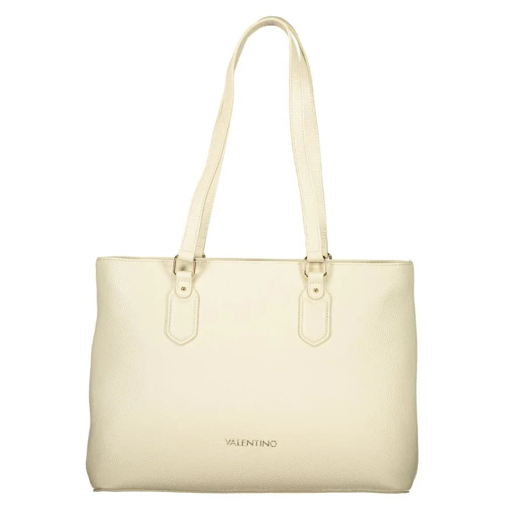 Mario Valentino Beige Polyurethane Women's Shoulder Bag with Internal Pocket