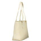 Mario Valentino Beige Polyurethane Women's Shoulder Bag with Internal Pocket