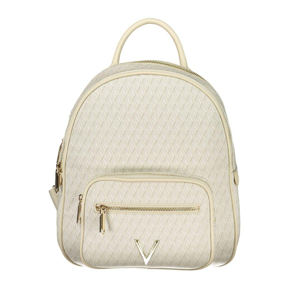 Mario Valentino Beige Polyurethane Women's Backpack with Adjustable Straps