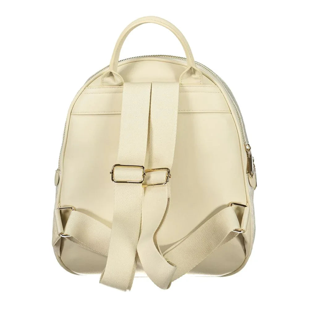 Mario Valentino Beige Polyurethane Women's Backpack with Adjustable Straps