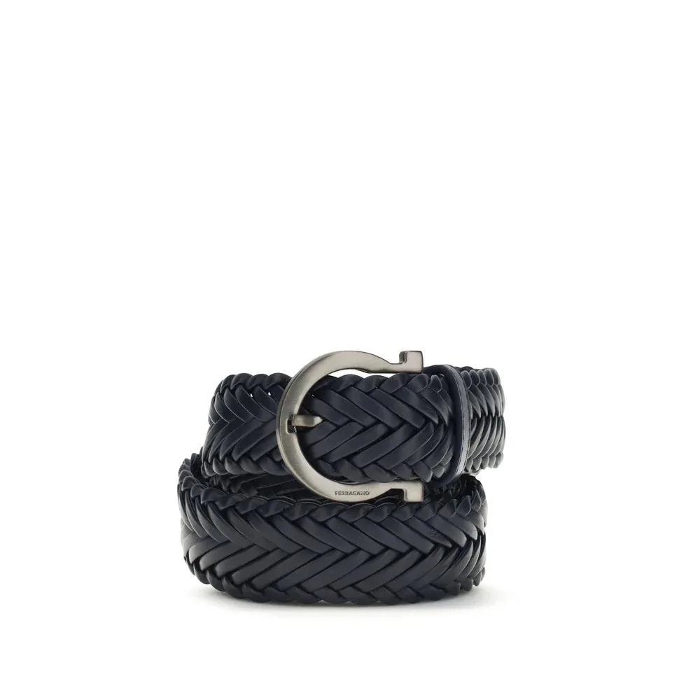 Ferragamo Blue Calf Leather Bos Taurus Belt