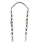 Dolce & Gabbana Black Leather Gold Chain Bag Accessory Shoulder Strap