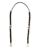 Dolce & Gabbana Black Leather Gold Chain Bag Accessory Shoulder Strap