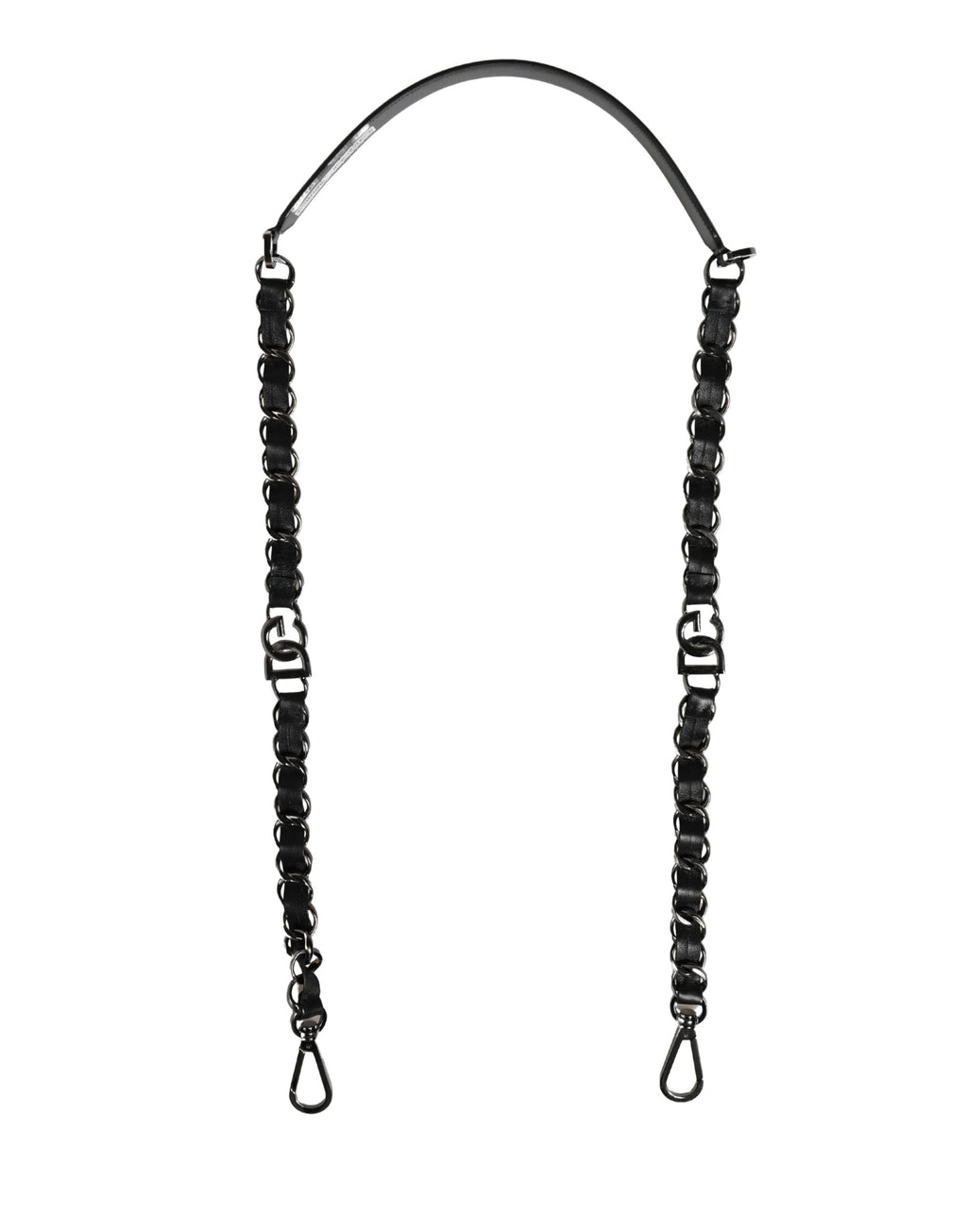 Dolce & Gabbana Black Leather Silver Chain Bag Accessory Shoulder Strap