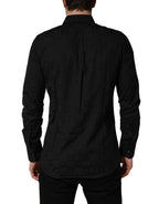 Dolce & Gabbana Black MARTINI Cotton Slim Dress Formal Shirt