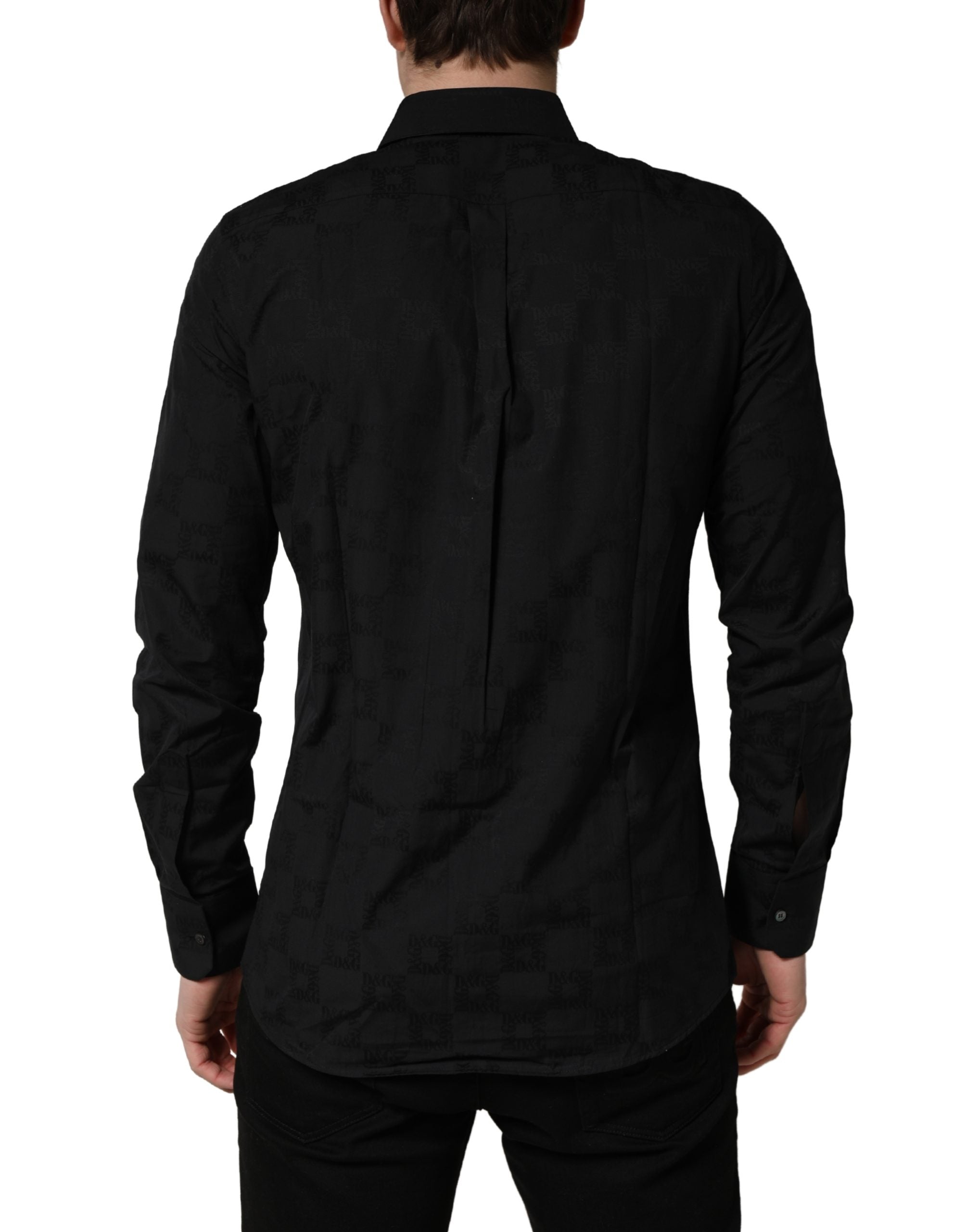 Dolce & Gabbana Black MARTINI Cotton Slim Dress Formal Shirt