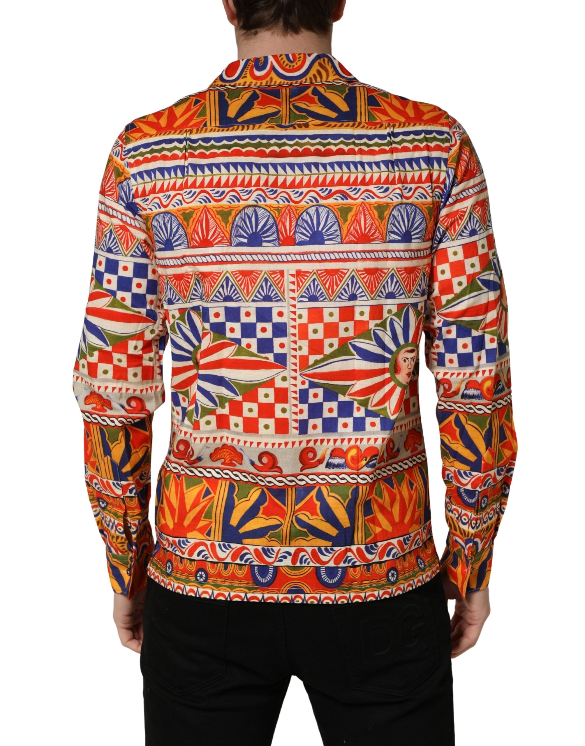 Dolce & Gabbana Multicolor Sicilian Carretto Twill Cotton Men Shirt